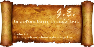 Greifenstein Erzsébet névjegykártya