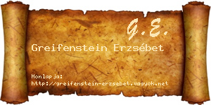 Greifenstein Erzsébet névjegykártya